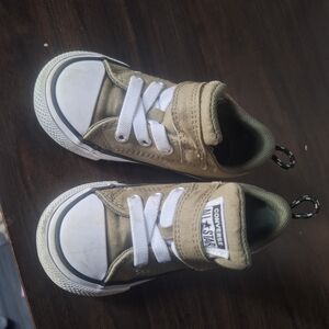 Converse Kids Olive Green Low Top Sneakers with White Accents